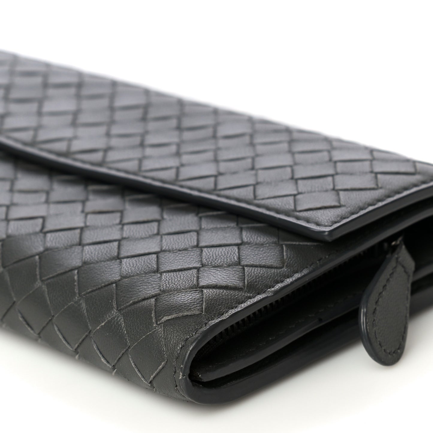 Nappa Intrecciato Continental Wallet Grey