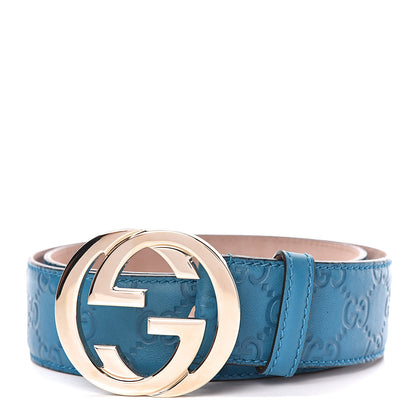 Gucci Guccissima Signature Interlocking G 40mm Belt 80 32 Deep Cobalt 1 of 9