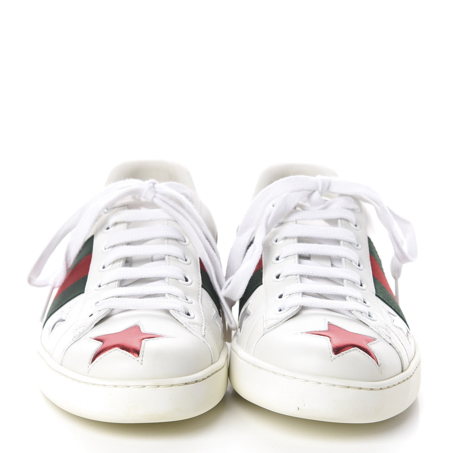 Gucci Calfskin Ayers Web Star Embroidered Mens Ace Sneakers 7 White Multi 2 of 7