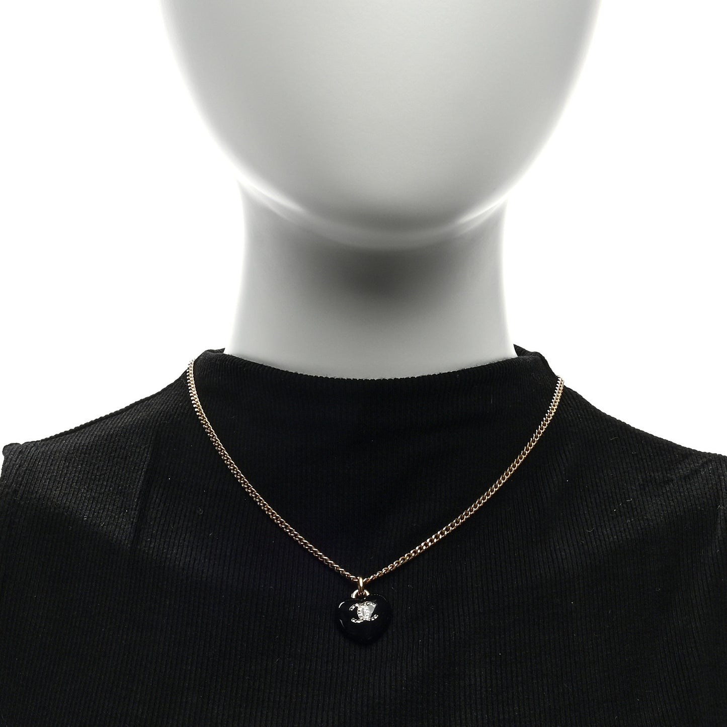 Resin Crystal CC Heart Necklace Black Gold