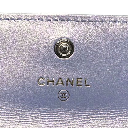 Chanel Iridescent Calfskin Quilted Chanel 19 Flap Card Holder Light Purple 5 of 8