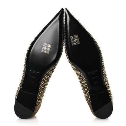 Saint Laurent Raso Seta Crystal Embellished Carolyn Mules 37 Kaki Starlight 37 Gold 7 of 11