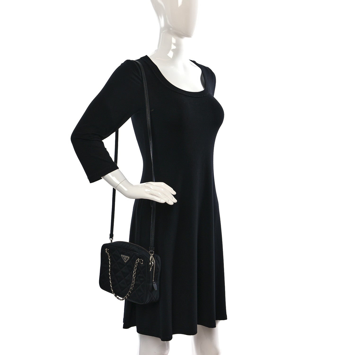 Prada Nylon Tessuto Impuntu Quilted Bandoliera Crossbody Bag Black 3 of 12