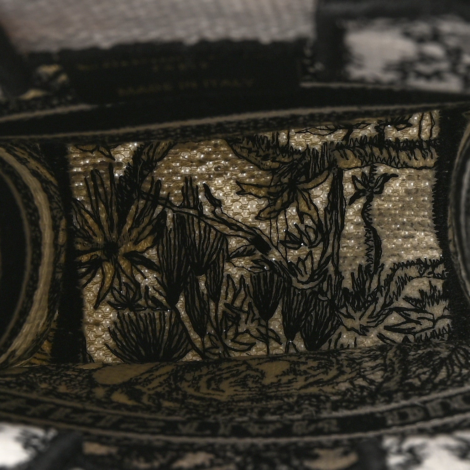 Christian Dior Canvas Toile de Jouy Voyage Embroidered Mini Book Tote Phone Bag White Black 5 of 10