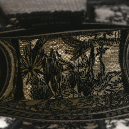 Christian Dior Canvas Toile de Jouy Voyage Embroidered Mini Book Tote Phone Bag White Black 5 of 10