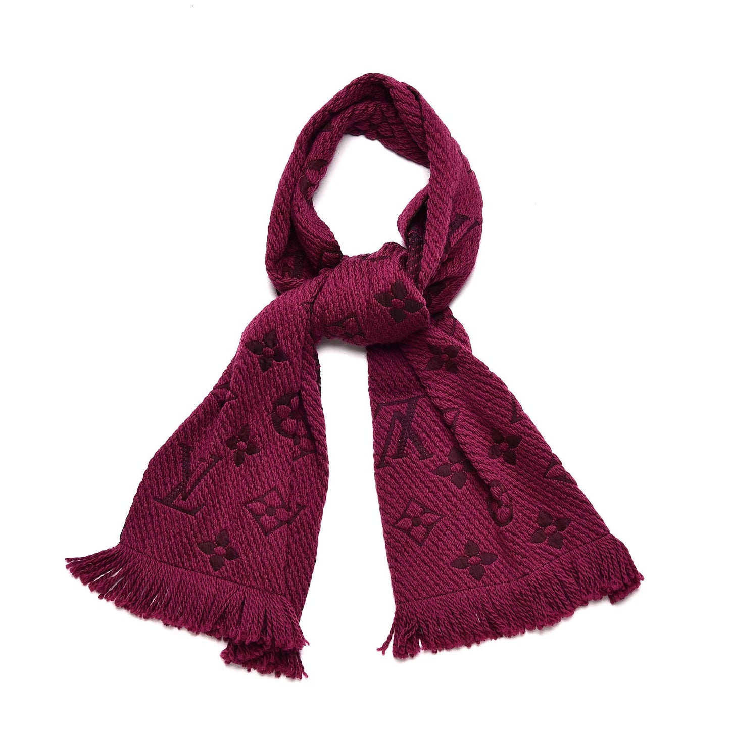 Wool Silk Logomania Scarf Cherry