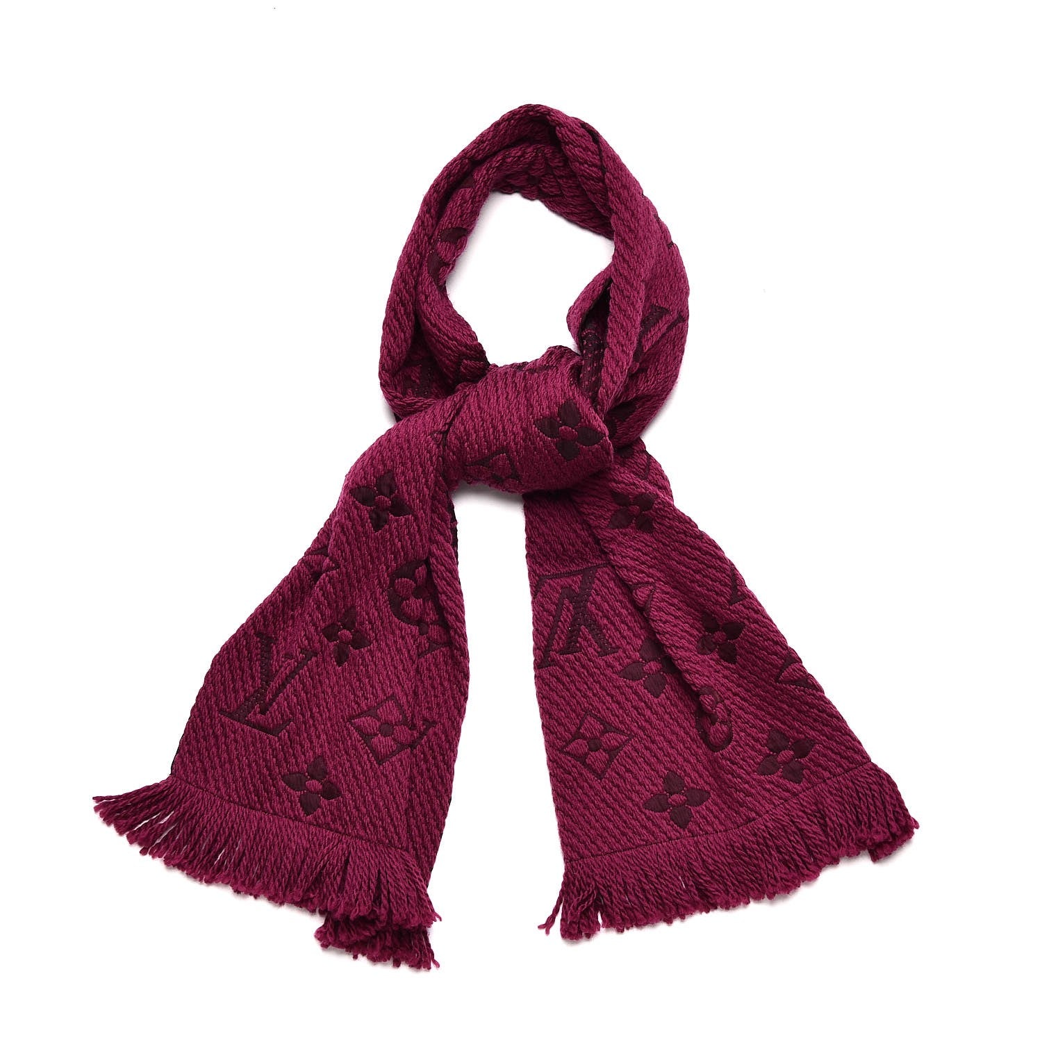Louis Vuitton Wool Silk Logomania Scarf Cherry 1 of 4