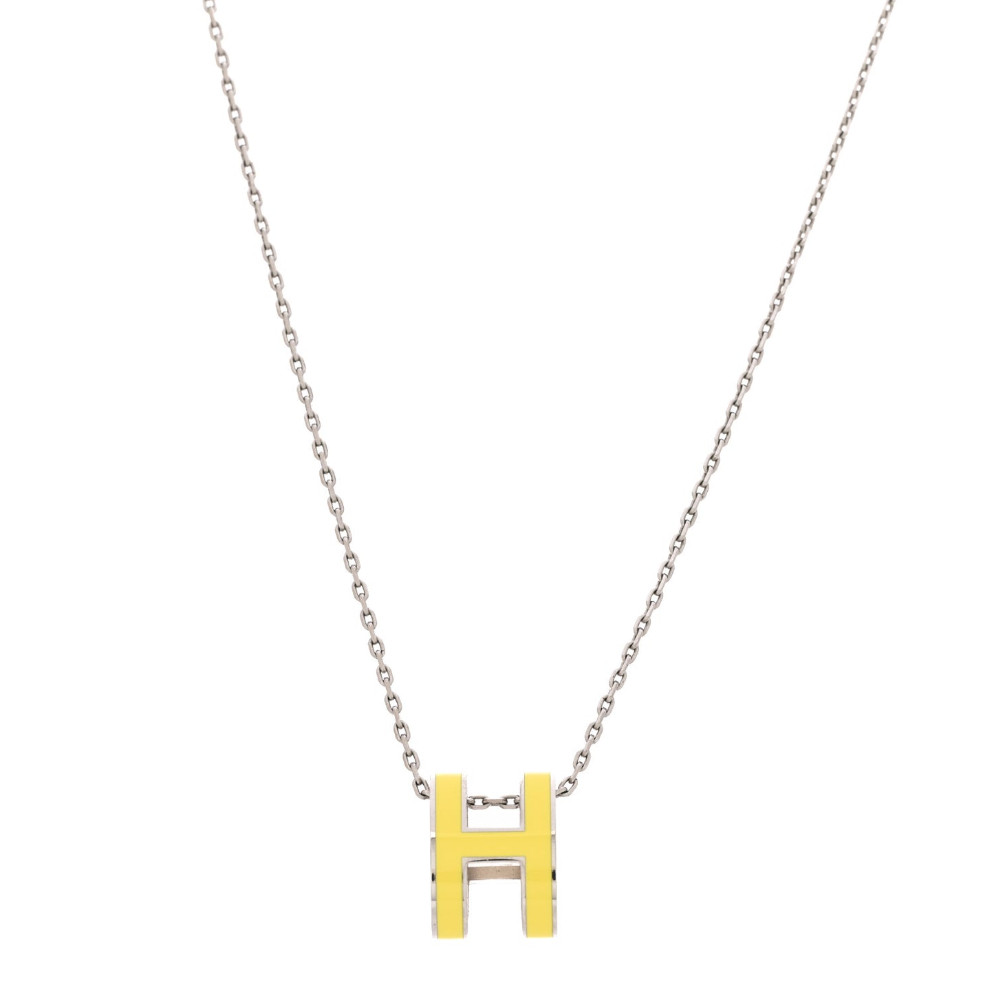 Lacquered Palladium Pop H Pendant Necklace Jaune Mimosa