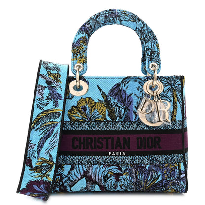 Christian Dior Canvas Toile de Jouy Voyage Embroidered Medium Lady D-Lite Celestial Blue 1 of 9