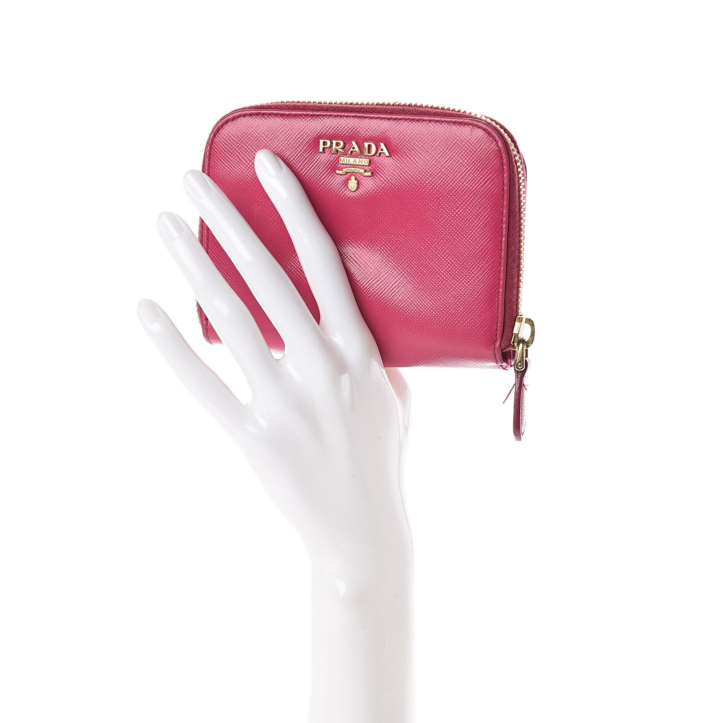 Saffiano Metal Compact Zip Around Wallet Peonia