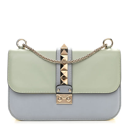 Valentino Garavani Vitello Watercolor Medium Glam Lock Rockstud Flap Rose Green Yellow Sky 1 of 11