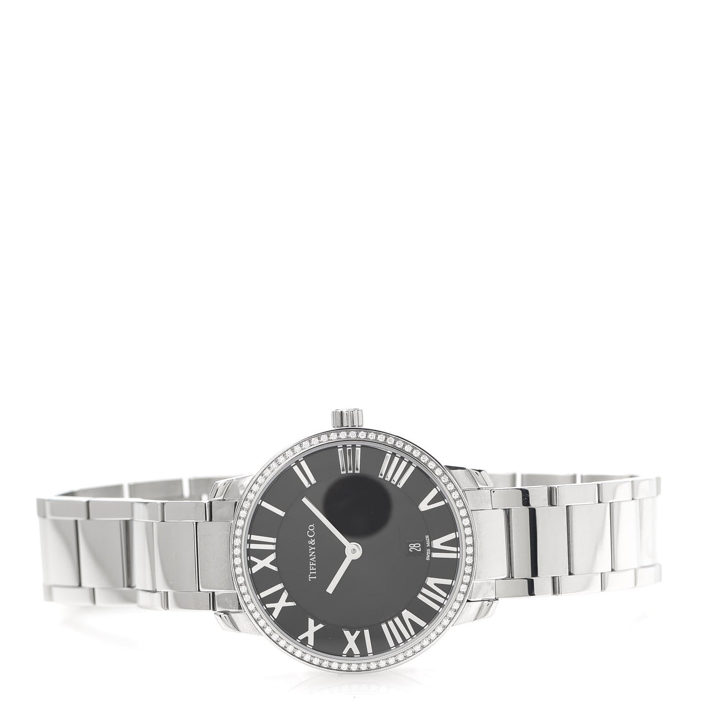Stainless Steel Diamond Bezel 31mm Atlas 2-Hand Quartz Watch Black