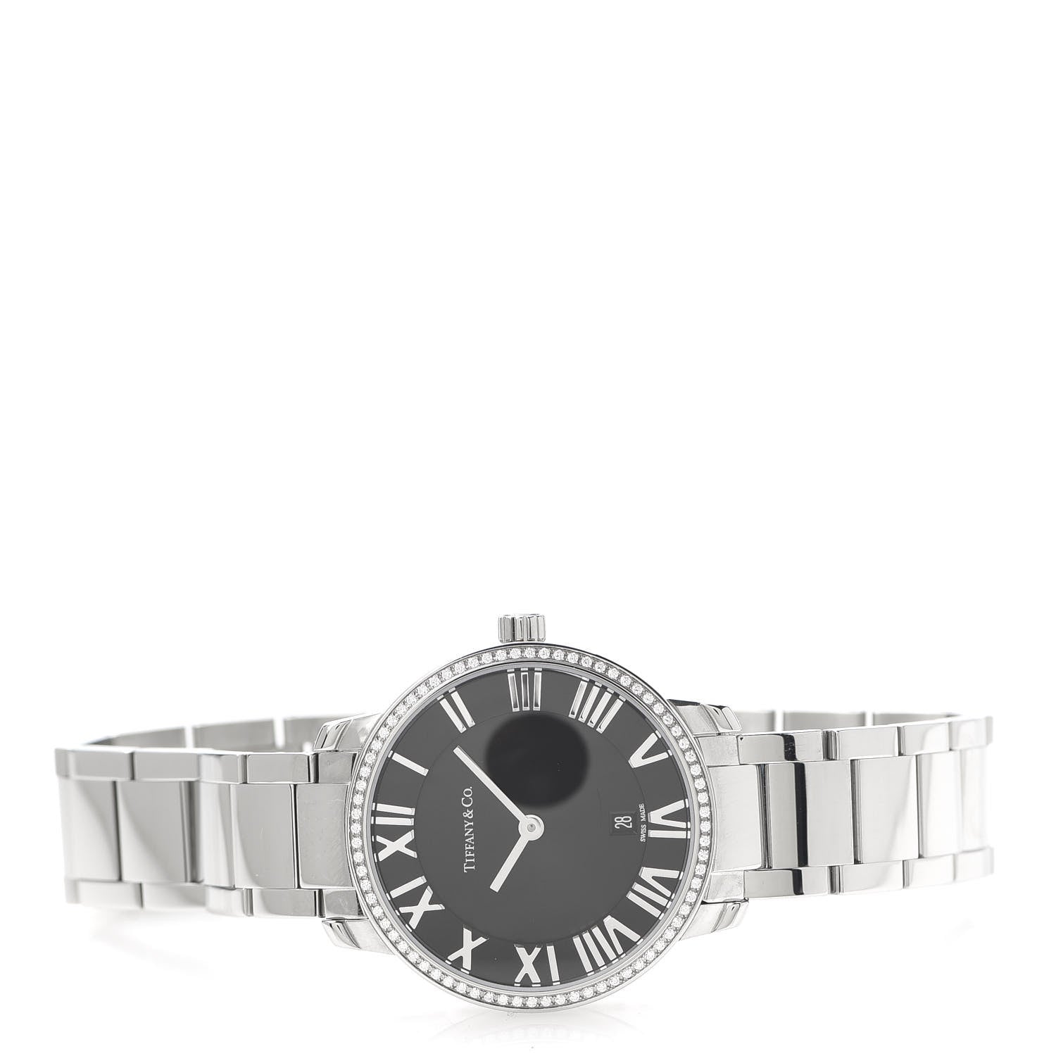 Tiffany Stainless Steel Diamond Bezel 31mm Atlas 2-Hand Quartz Watch Black 3 of 7