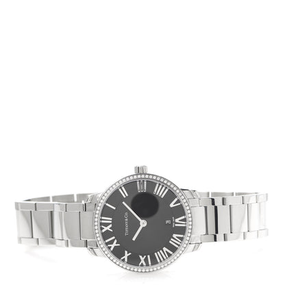 Tiffany Stainless Steel Diamond Bezel 31mm Atlas 2-Hand Quartz Watch Black 3 of 7