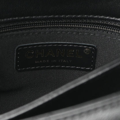 Chanel Lambskin Quilted Chain Top Handle Flap Black 6 of 9