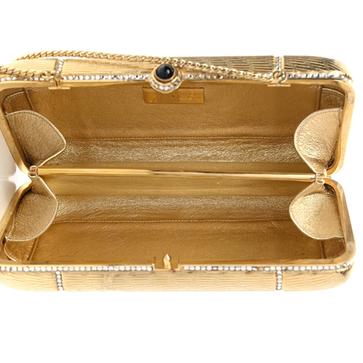 Crystal Minaudiere Clutch Gold