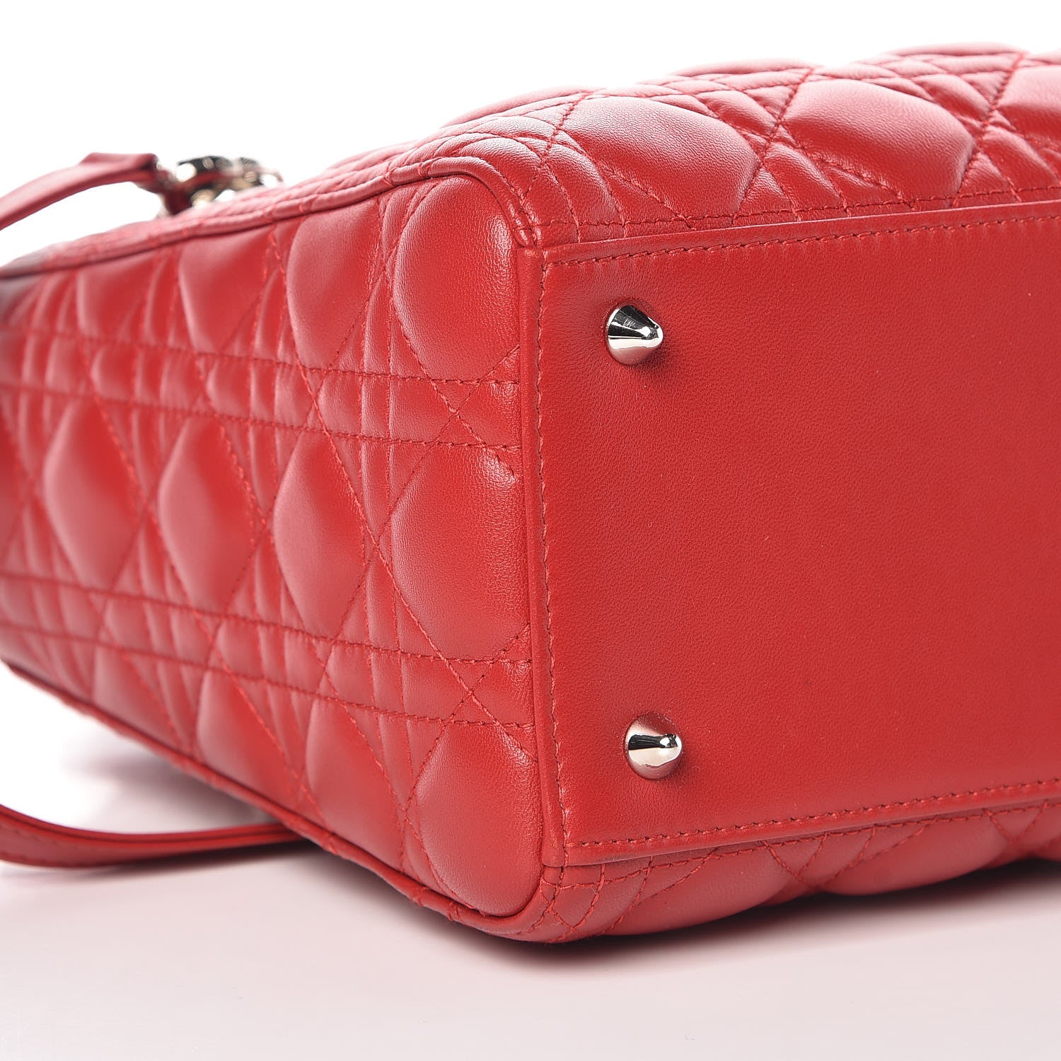 Christian Dior Lambskin Cannage Medium Lady Dior Red 10 of 11