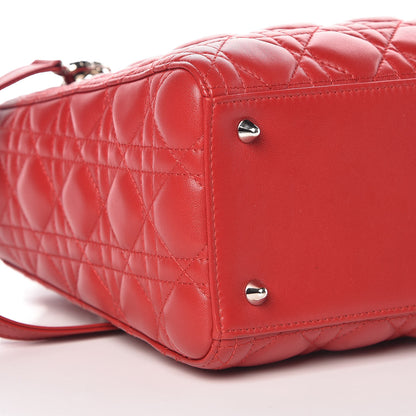 Christian Dior Lambskin Cannage Medium Lady Dior Red 10 of 11