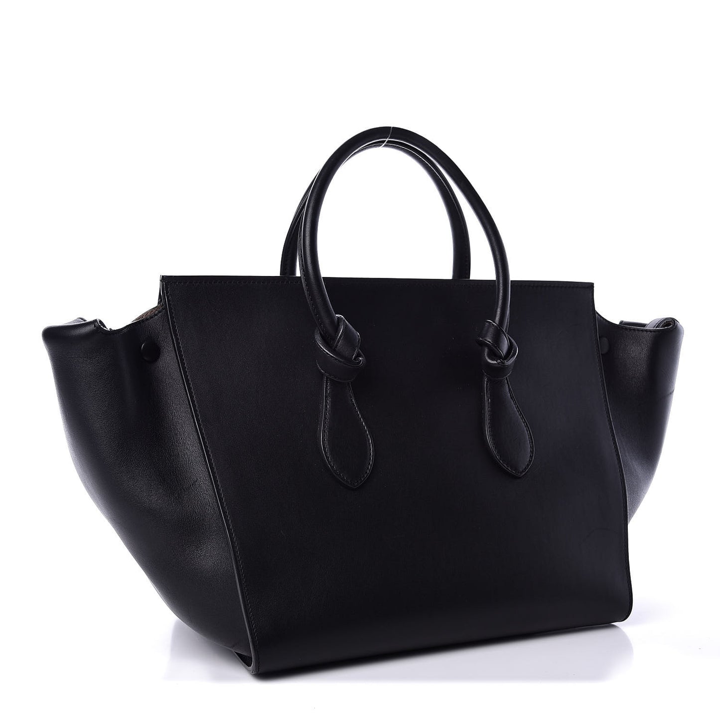 Smooth Calfskin Small Tie Knot Tote Black