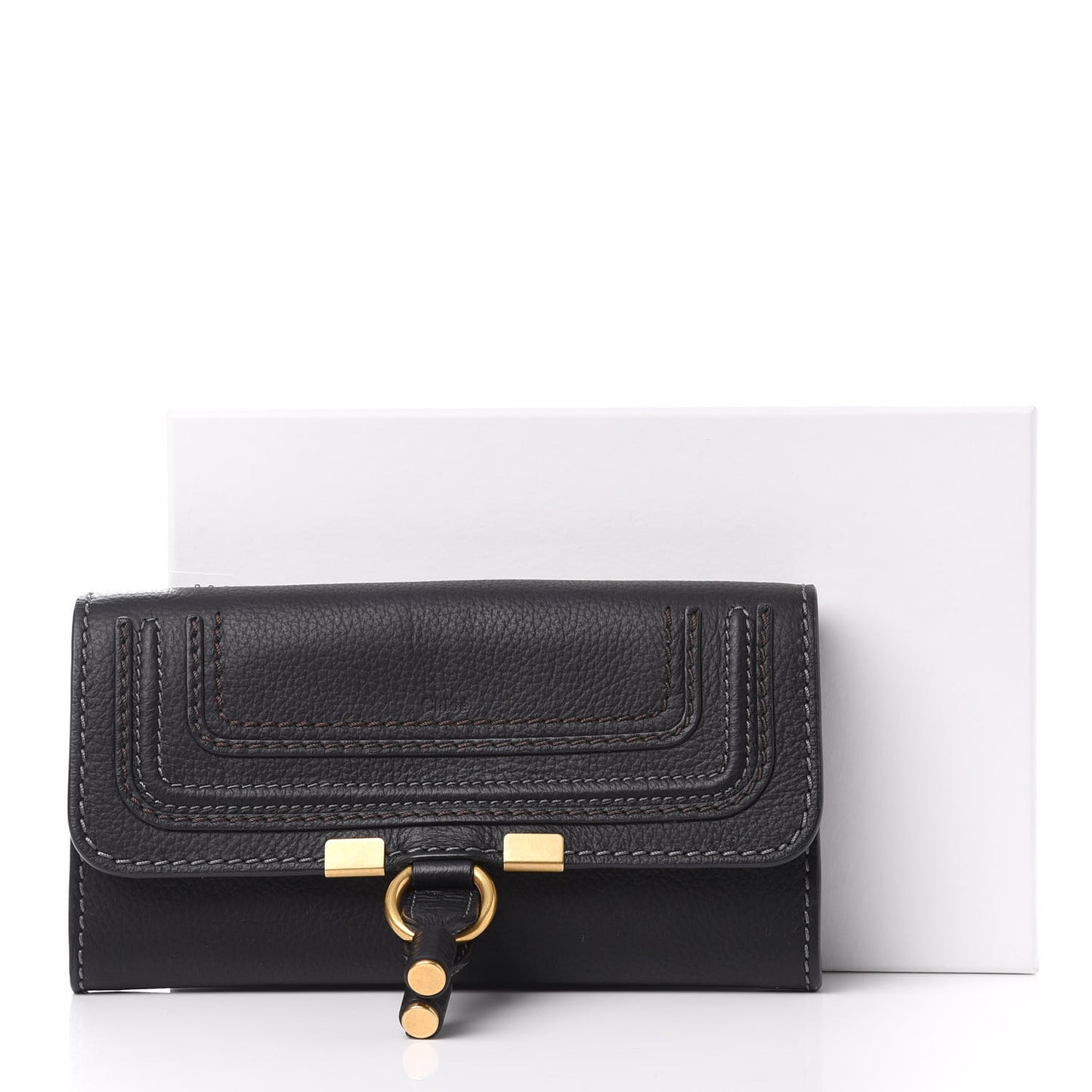 Calfskin Marcie Continental Flap Wallet Black