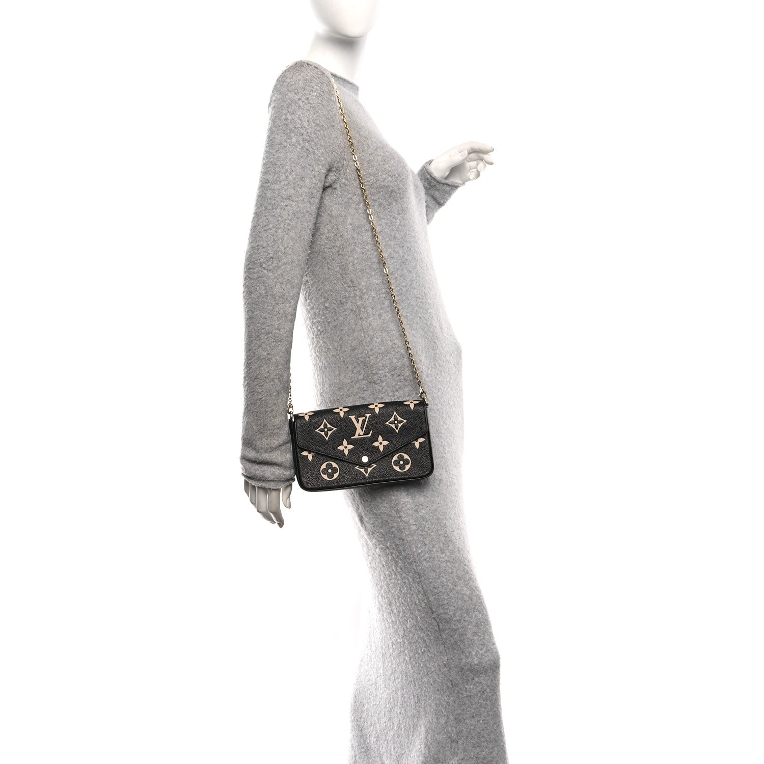 Louis Vuitton Empreinte Monogram Giant Felicie Pochette Black Beige 2 of 10