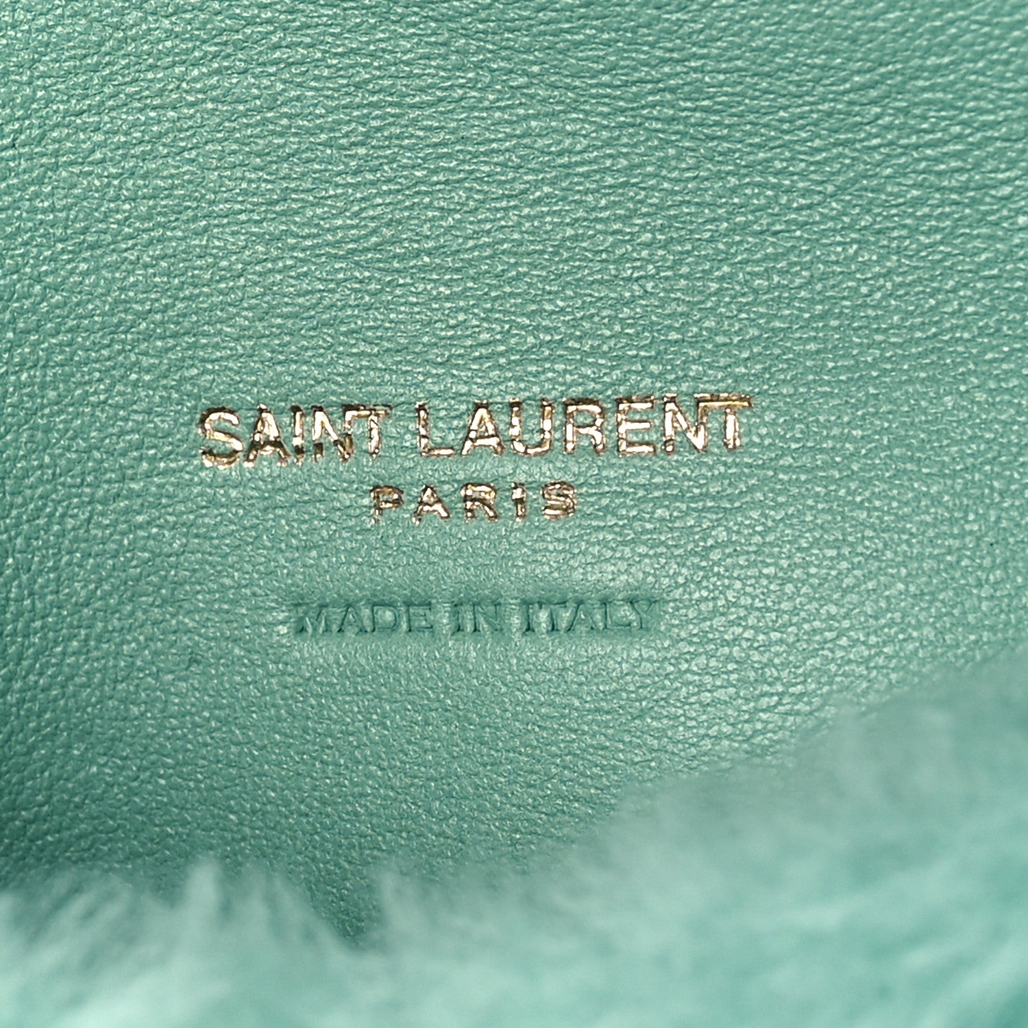 Saint Laurent Shearling Quilted Monogram Loulou Puffer Pouch Clutch Iced Mint 6 of 8