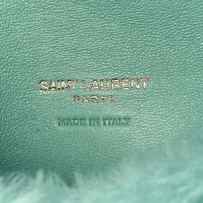 Saint Laurent Shearling Quilted Monogram Loulou Puffer Pouch Clutch Iced Mint 6 of 8