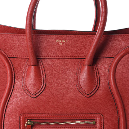 Celine Drummed Calfskin Mini Luggage Coquelicot 10 of 10