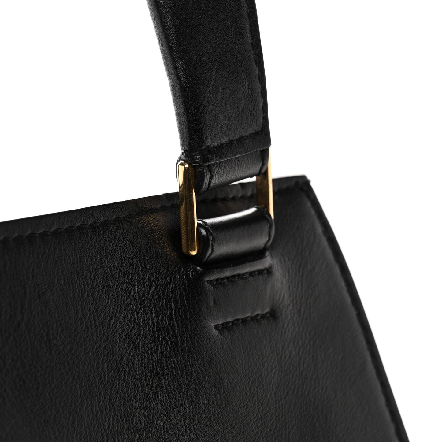 Smooth Calfskin Medium Bi-Color Edge Shoulder Bag Black Beige