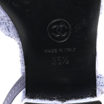 Chanel Tweed Cap Toe CC Slingback Flat 35.5 Lilac Black 7 of 10