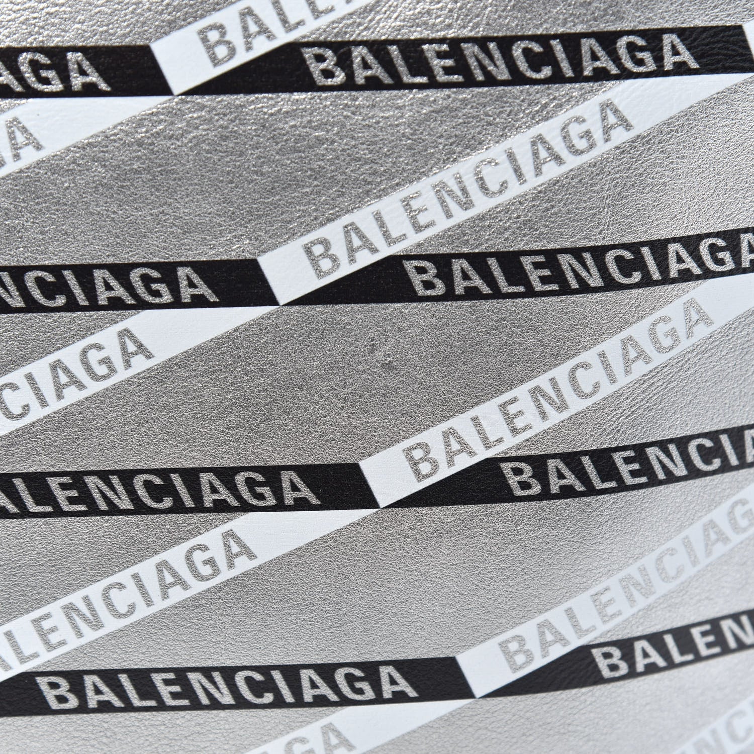 Balenciaga Metallic Calfskin Losange Monogram Plastic Bag Shopper S Silver Black White 9 of 9