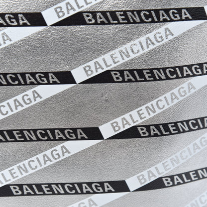 Balenciaga Metallic Calfskin Losange Monogram Plastic Bag Shopper S Silver Black White 9 of 9