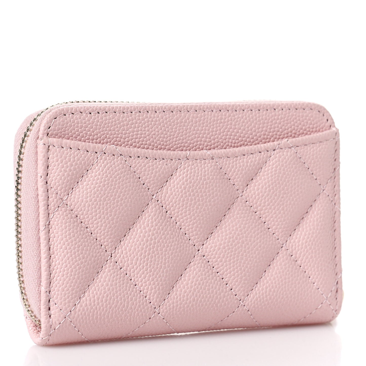 Caviar Quilted Zip Coin Purse Light Pink