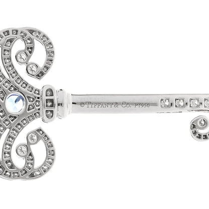 Tiffany Platinum Diamond Tanzanite Enchant Heart Key Pendant 4 of 4
