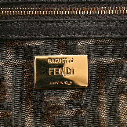 Fendi Fabric Jacquard FF 1974 Medium Baguette Tobacco Moro Black 6 of 10