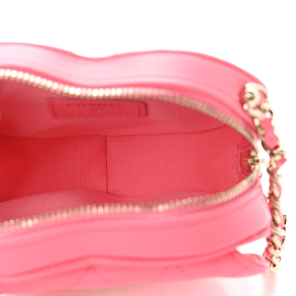 Chanel Lambskin Quilted CC In Love Heart Clutch With Chain Pink 5 of 13