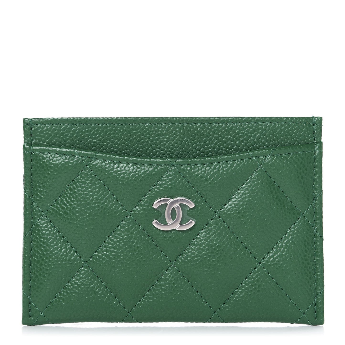Caviar Quilted Card Holder Green