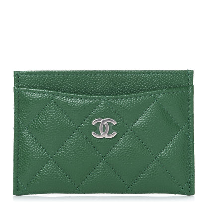 Chanel Caviar Quilted Card Holder Green 1 of 9