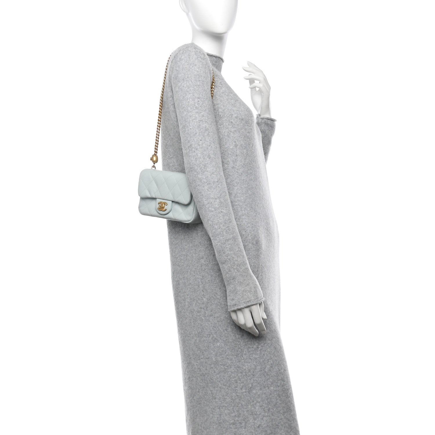Chanel Caviar Quilted Mini Sweetheart Flap Light Blue 2 of 10