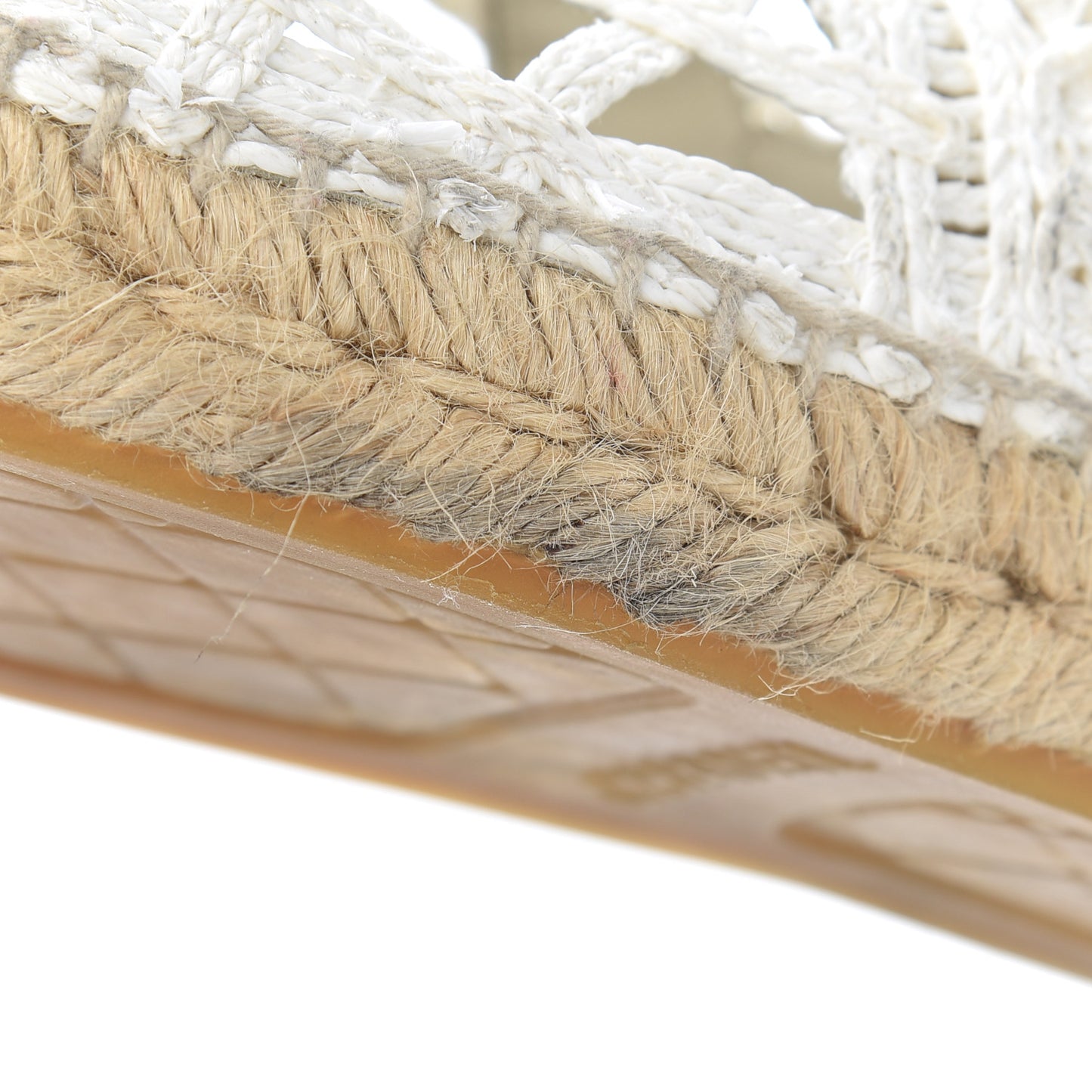 Woven Fabric Grosgrain CC Espadrilles 37 White Black
