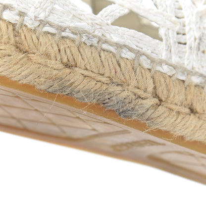 Chanel Woven Fabric Grosgrain CC Espadrilles 37 White Black 13 of 21