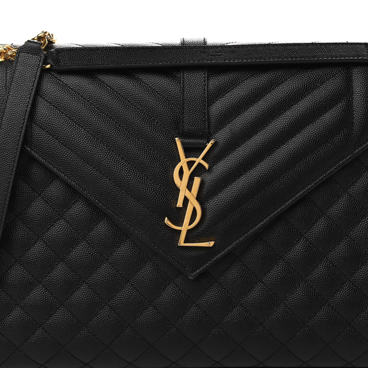 Saint Laurent Grain De Poudre Textured Mixed Matelasse Large Triquilt Monogram Satchel Black 8 of 12