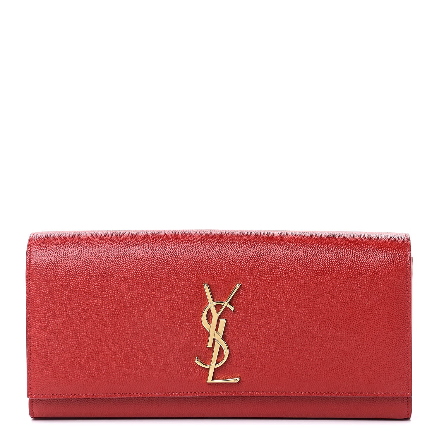 Saint Laurent Grain De Poudre Classic Monogram Cassandre Clutch New Red 1 of 11