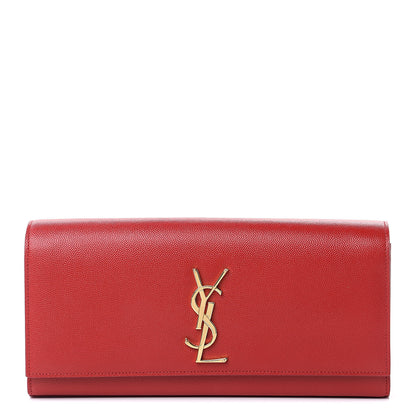 Saint Laurent Grain De Poudre Classic Monogram Cassandre Clutch New Red 1 of 11