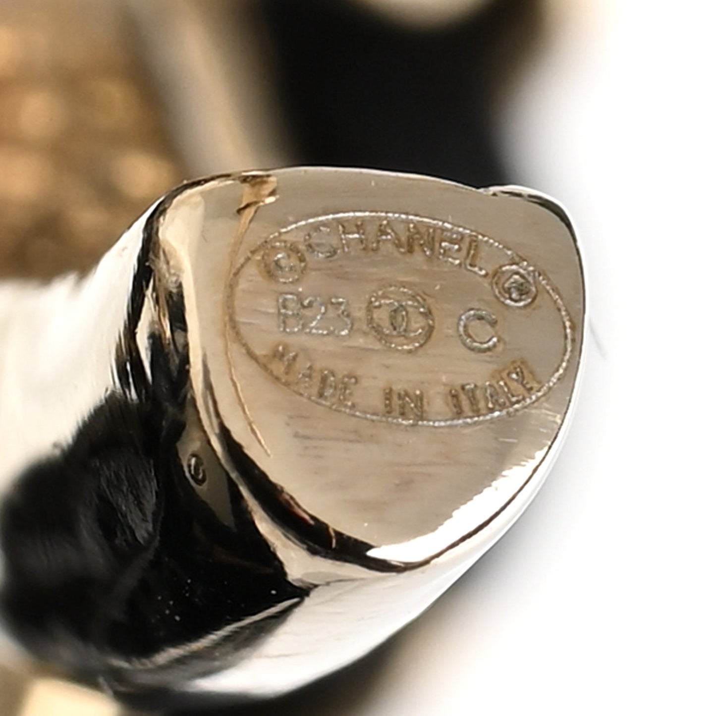 Metal Resin Lambskin Quilted CC Turnlock Chain Bag Hoop Earrings Black Gold