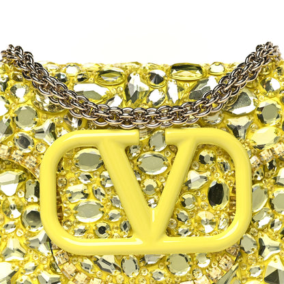 Valentino Garavani Crystal Nappa Enamel Vlogo Small Loco Shoulder Bag Lemon Cedar 7 of 10