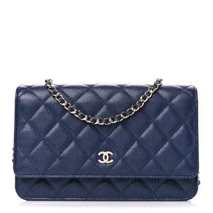 Chanel Caviar Quilted Wallet on Chain WOC Navy Blue 1 of 12