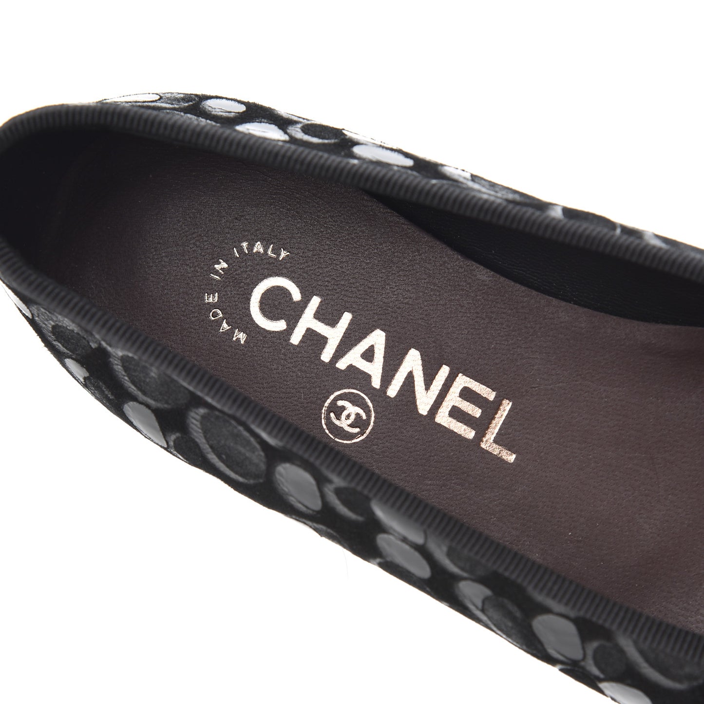 Patent Suede CC Cap Toe Ballerina Flats 35.5 Black