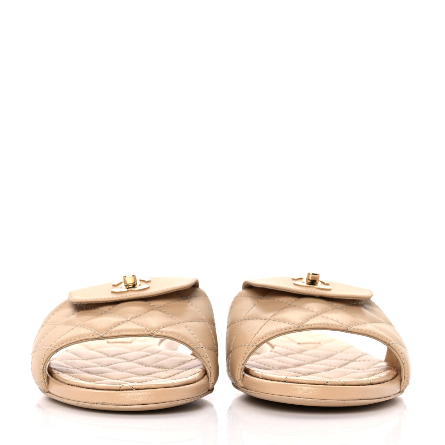 Lambskin Quilted CC Turnlock Sandals 38 Beige