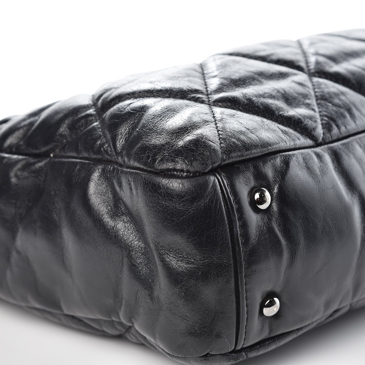 Glazed Calfskin Quilted Tweed Portobello Tote Black
